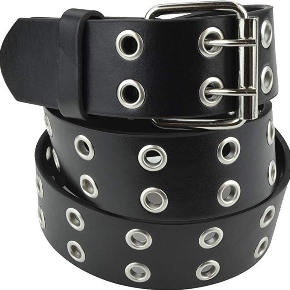Silver Buckle leather eyelet belt - Picture 4 of 6